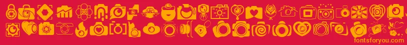 CAMERA   FOTOGRAAMI Font – Orange Fonts on Red Background