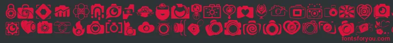 フォントCAMERA   FOTOGRAAMI – 黒い背景に赤い文字