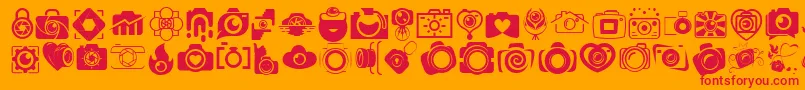 CAMERA   FOTOGRAAMI Font – Red Fonts on Orange Background