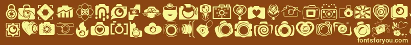 CAMERA   FOTOGRAAMI Font – Yellow Fonts on Brown Background