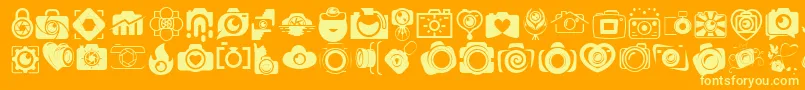 CAMERA   FOTOGRAAMI Font – Yellow Fonts on Orange Background