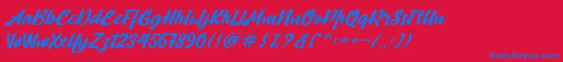 Weitere Informationen zur Camping-Schriftart Camping-Schriftart – Blaue Schriften auf rotem Hintergrund