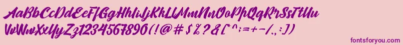 Camping-Schriftart – Violette Schriften auf rosa Hintergrund