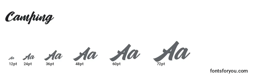Camping Font Sizes