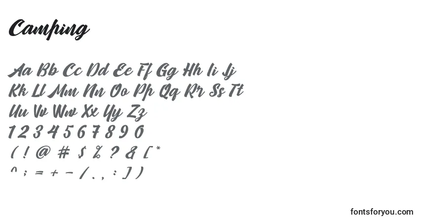 Шрифт Camping (122649) – алфавит, цифры, специальные символы