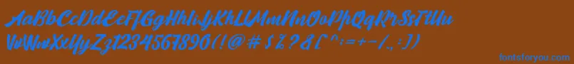 Camping Font – Blue Fonts on Brown Background