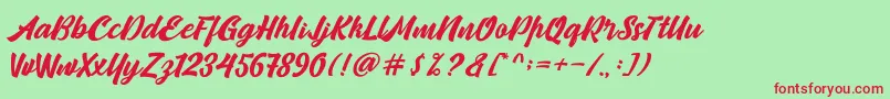 Camping Font – Red Fonts on Green Background