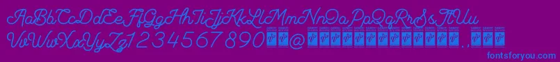 フォントCampione PERSONAL USE ONLY – 紫色の背景に青い文字