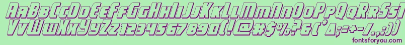 フォントcampjustice3dital – 緑の背景に紫のフォント