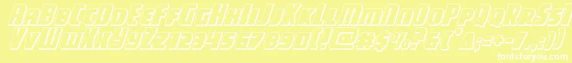 Шрифт campjustice3dital – белые шрифты на жёлтом фоне