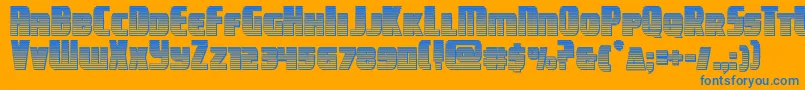 フォントcampjusticechrome – オレンジの背景に青い文字