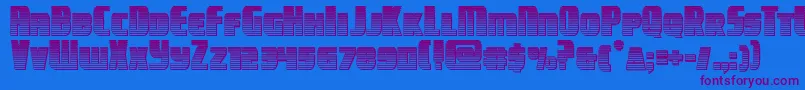 campjusticechrome-Schriftart – Violette Schriften auf blauem Hintergrund