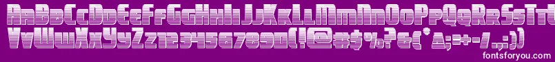 campjusticechrome-Schriftart – Weiße Schriften auf violettem Hintergrund