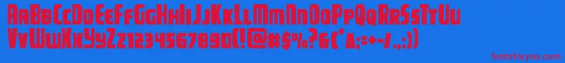 campjusticecond Font – Red Fonts on Blue Background