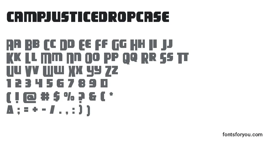 A fonte Campjusticedropcase – alfabeto, números, caracteres especiais