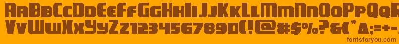 campjusticeexpand-Schriftart – Braune Schriften auf orangefarbenem Hintergrund
