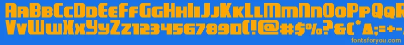 Weitere Informationen zur campjusticeexpand-Schriftart campjusticeexpand-Schriftart – Orangefarbene Schriften auf blauem Hintergrund