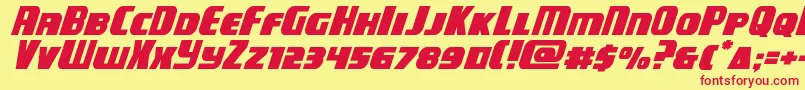 campjusticeexpandital Font – Red Fonts on Yellow Background