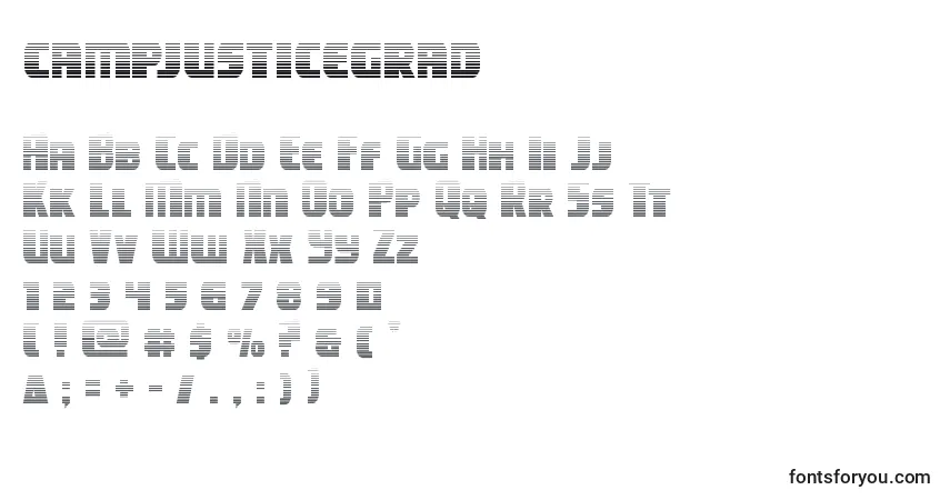 Schriftart Campjusticegrad – Alphabet, Zahlen, spezielle Symbole
