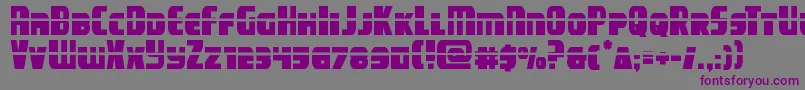 フォントcampjusticelaser – 紫色のフォント、灰色の背景