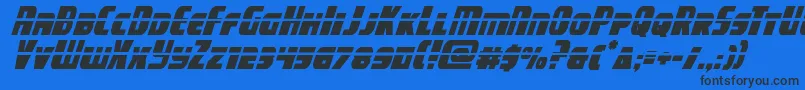 campjusticelaserital Font – Black Fonts on Blue Background