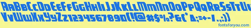 フォントcampjusticeleft – 青い文字が黄色の背景にあります。