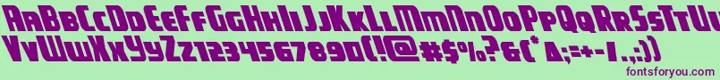 campjusticeleft-Schriftart – Violette Schriften auf grünem Hintergrund