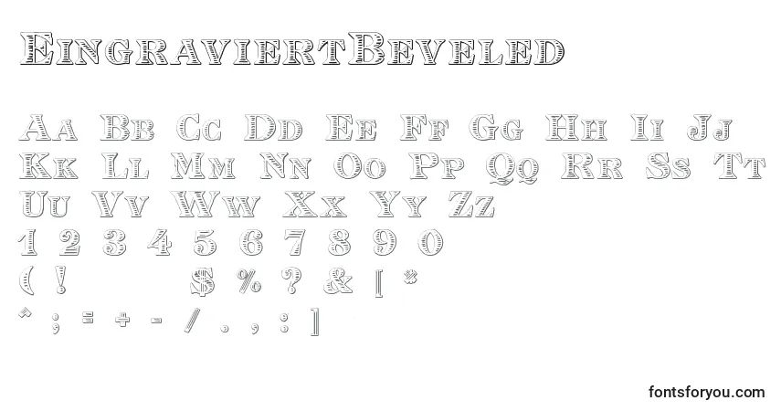 A fonte EingraviertBeveled – alfabeto, números, caracteres especiais