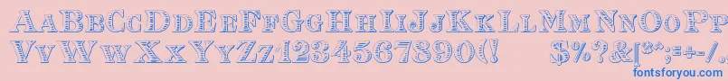 EingraviertBeveled-Schriftart – Blaue Schriften auf rosa Hintergrund