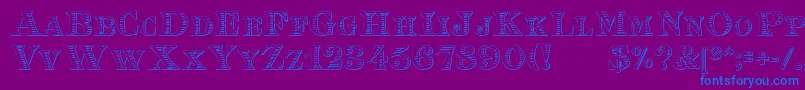 EingraviertBeveled-Schriftart – Blaue Schriften auf violettem Hintergrund