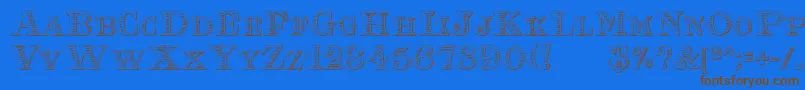 EingraviertBeveled Font – Brown Fonts on Blue Background