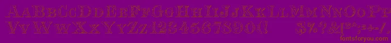 EingraviertBeveled-Schriftart – Braune Schriften auf violettem Hintergrund