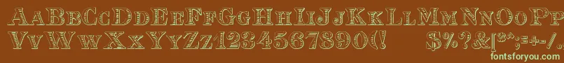 EingraviertBeveled Font – Green Fonts on Brown Background
