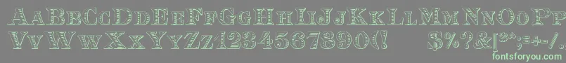 EingraviertBeveled Font – Green Fonts on Gray Background