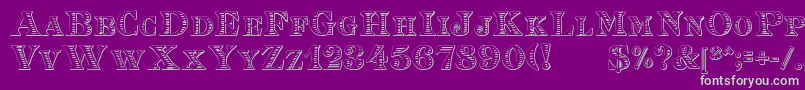 EingraviertBeveled Font – Green Fonts on Purple Background