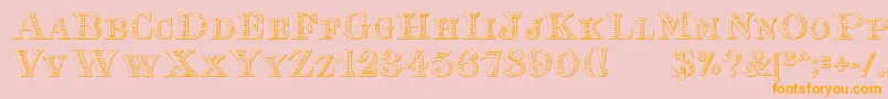 EingraviertBeveled-Schriftart – Orangefarbene Schriften auf rosa Hintergrund