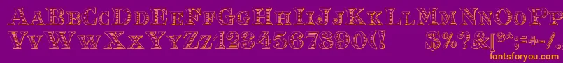 EingraviertBeveled Font – Orange Fonts on Purple Background