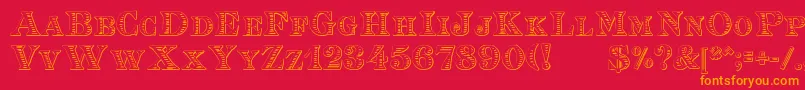 EingraviertBeveled Font – Orange Fonts on Red Background