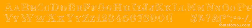 EingraviertBeveled-Schriftart – Rosa Schriften auf orangefarbenem Hintergrund