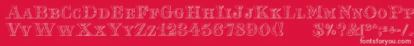 EingraviertBeveled Font – Pink Fonts on Red Background