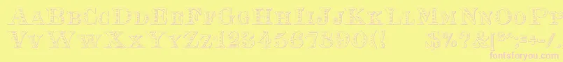 EingraviertBeveled-fontti – vaaleanpunaiset fontit keltaisella taustalla
