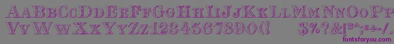 EingraviertBeveled-fontti – violetit fontit harmaalla taustalla