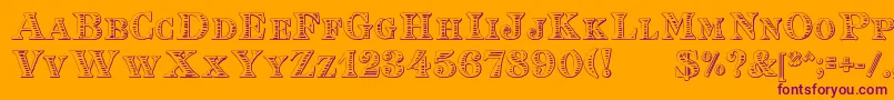 EingraviertBeveled Font – Purple Fonts on Orange Background