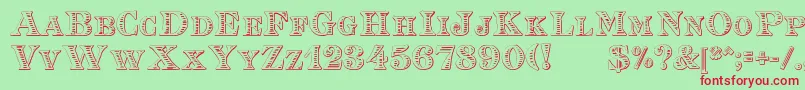 EingraviertBeveled Font – Red Fonts on Green Background