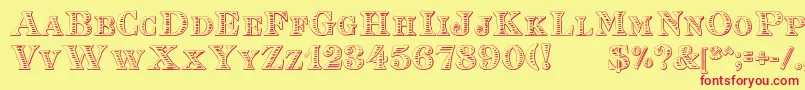 EingraviertBeveled Font – Red Fonts on Yellow Background