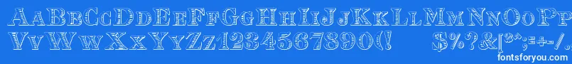 EingraviertBeveled Font – White Fonts on Blue Background