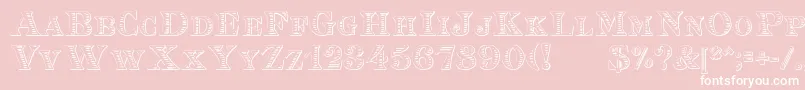 EingraviertBeveled-Schriftart – Weiße Schriften auf rosa Hintergrund