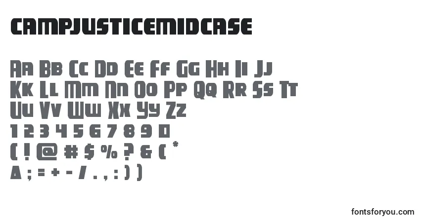 Schriftart Campjusticemidcase – Alphabet, Zahlen, spezielle Symbole