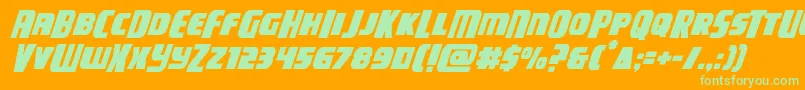 campjusticemidcaseital-Schriftart – Grüne Schriften auf orangefarbenem Hintergrund