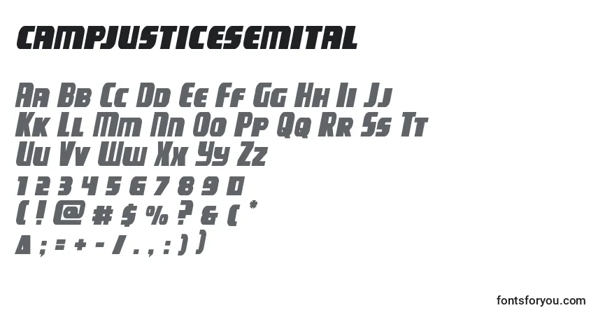 Шрифт Campjusticesemital – алфавит, цифры, специальные символы